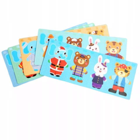 Drewniana układanka skrzynka z zwierzątkami edukacyjna zabawka dla dzieci Luxma