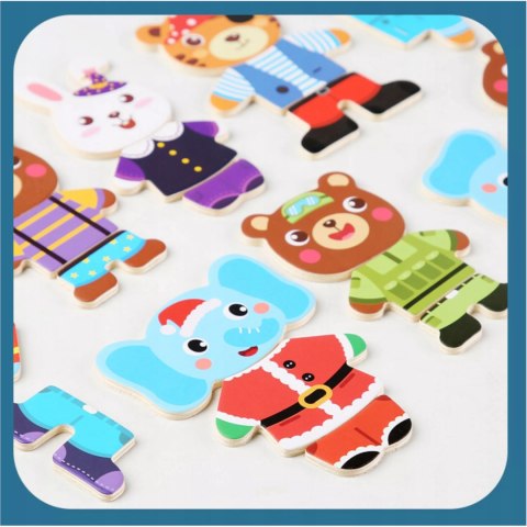 Drewniana układanka skrzynka z zwierzątkami edukacyjna zabawka dla dzieci Luxma