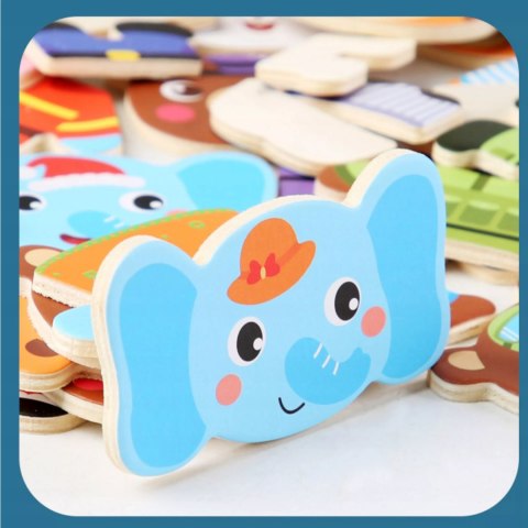 Drewniana układanka skrzynka z zwierzątkami edukacyjna zabawka dla dzieci Luxma