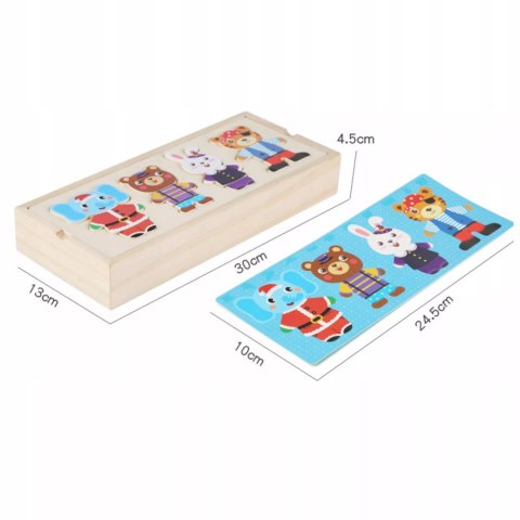 Drewniana układanka skrzynka z zwierzątkami edukacyjna zabawka dla dzieci Luxma