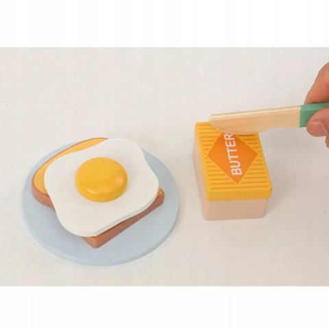 Drewniany toster dla dzieci z akcesoriami tosty zestaw śniadaniowy Luxma
