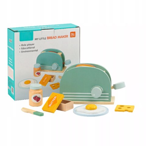 Drewniany toster dla dzieci z akcesoriami tosty zestaw śniadaniowy Luxma