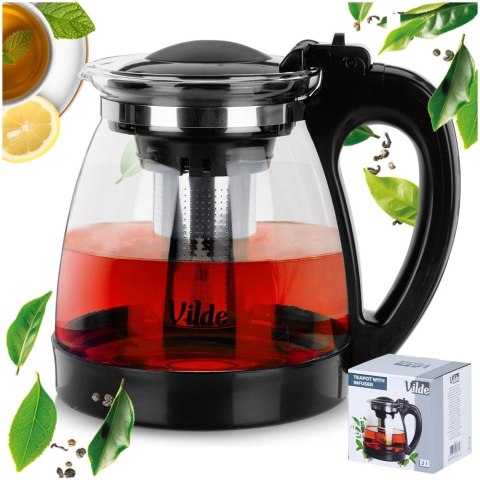 Dzbanek z Zaparzaczem do Napojów Herbaty Ziół Naparów Szklany VILDE 2 l