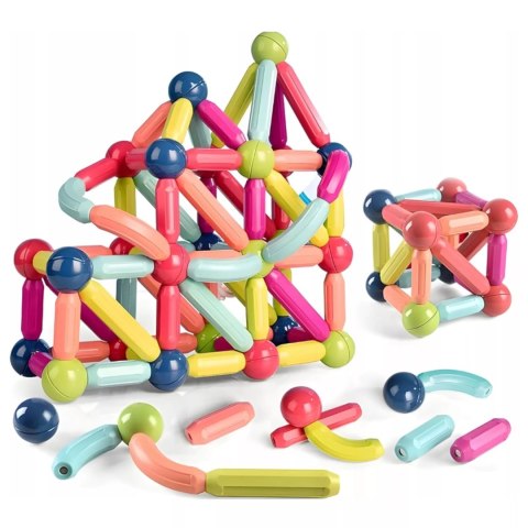 Klocki Magnetyczne Konstrukcyjne dla dzieci zestaw edukacyjny 64 el. Luxma