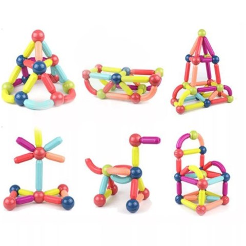 Klocki Magnetyczne Konstrukcyjne dla dzieci zestaw edukacyjny 64 el. Luxma