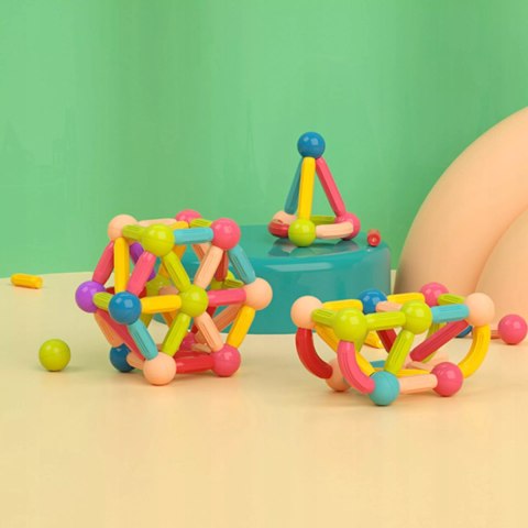 Klocki Magnetyczne Konstrukcyjne dla dzieci zestaw edukacyjny 64 el. Luxma