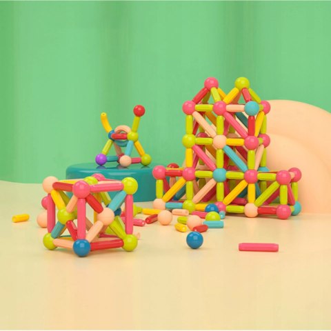 Klocki Magnetyczne Konstrukcyjne dla dzieci zestaw edukacyjny 64 el. Luxma