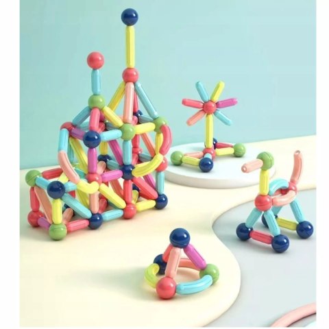 Klocki Magnetyczne Konstrukcyjne dla dzieci zestaw edukacyjny 64 el. Luxma