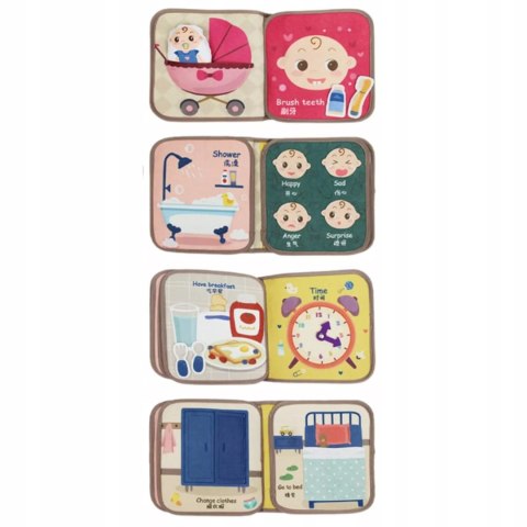 Książeczka filcowa dla dzieci odczepiane elementy rzepy Montessori tablica Luxma