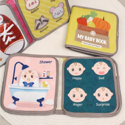 Książeczka filcowa dla dzieci odczepiane elementy rzepy Montessori tablica Luxma