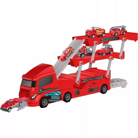 Laweta Ciężarówka Straż Pożarna 6 Autek Resoraki Rampa Garaż dla dzieci Luxma