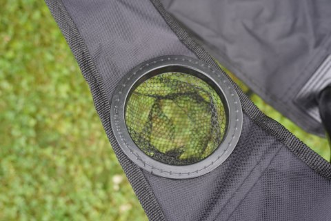 Lekkie Krzesło Składane Kempingowe z Oparciem Turystyczne Czarne KUBISPORT