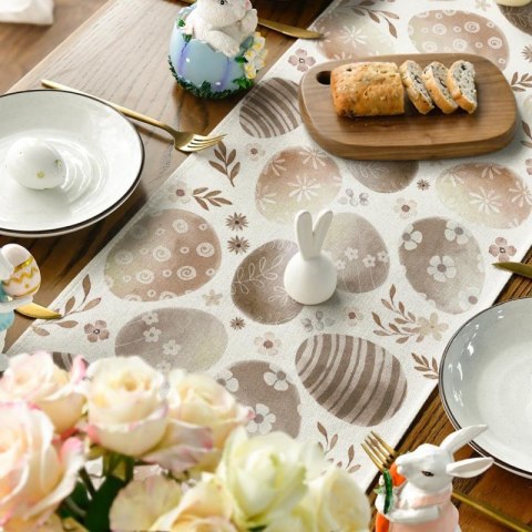 Lniany bieżnik na stół wielkanocny, JAJKA WIELKANOCNE 180 x 33cm BZK11