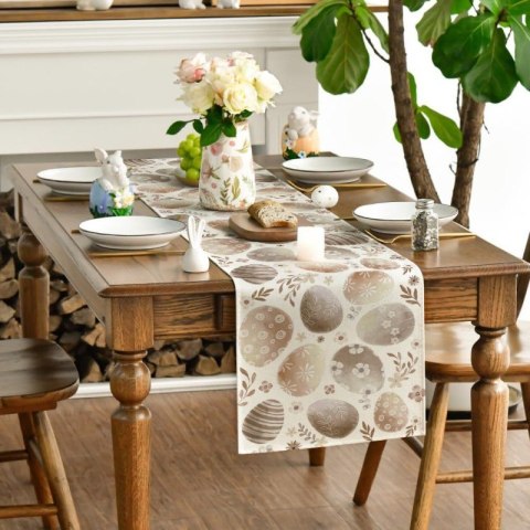 Lniany bieżnik na stół wielkanocny, JAJKA WIELKANOCNE 180 x 33cm BZK11