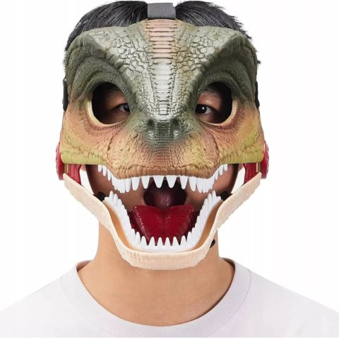 Maska dinozaur T-rex z dźwiękiem ruchoma paszcza bal kostium dla dzieci Luxma