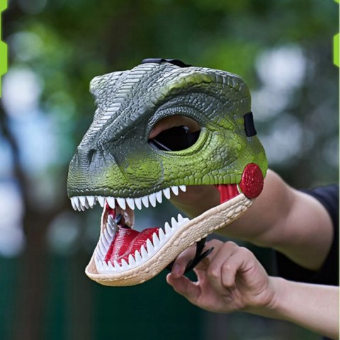 Maska dinozaur T-rex z dźwiękiem ruchoma paszcza bal kostium dla dzieci Luxma