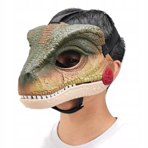 Maska dinozaur T-rex z dźwiękiem ruchoma paszcza bal kostium dla dzieci Luxma