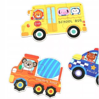 Moje pierwsze puzzle pojazdy 30 el. w kolorowej puszce dla dzieci Luxma