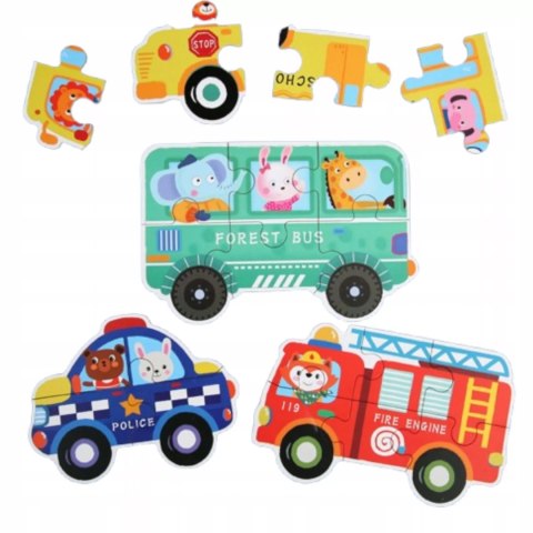 Moje pierwsze puzzle pojazdy 30 el. w kolorowej puszce dla dzieci Luxma