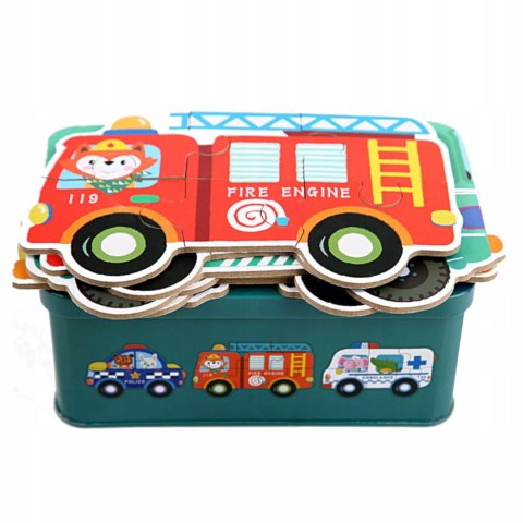 Moje pierwsze puzzle pojazdy 30 el. w kolorowej puszce dla dzieci Luxma