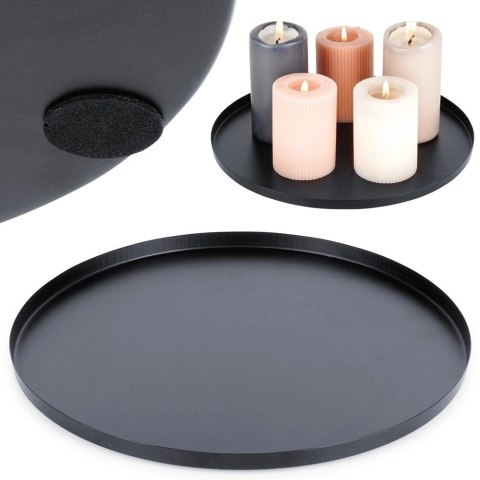 Podstawka pod Kompozycje Okrągła Metalowa 30 cm VILDE Czarna Matowa