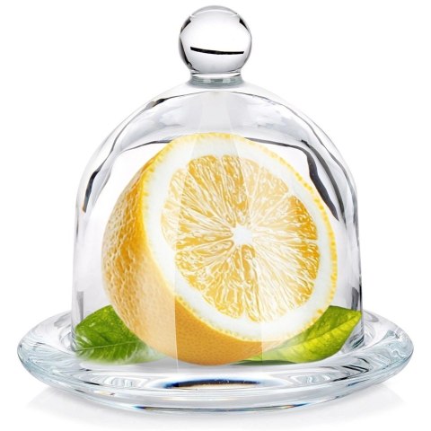 Pojemnik na Cytrynę Szklany z Kloszem 9,5 x 9,5 cm VILDE Przezroczysty