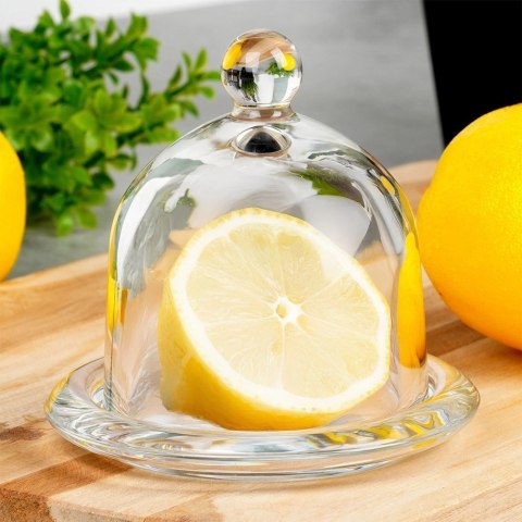 Pojemnik na Cytrynę Szklany z Kloszem 9,5 x 9,5 cm VILDE Przezroczysty
