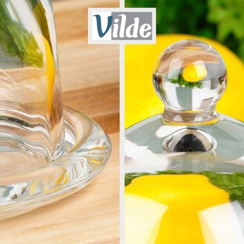 Pojemnik na Cytrynę Szklany z Kloszem 9,5 x 9,5 cm VILDE Przezroczysty