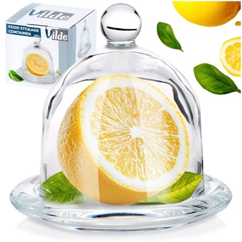 Pojemnik na Cytrynę Szklany z Kloszem 9,5 x 9,5 cm VILDE Przezroczysty