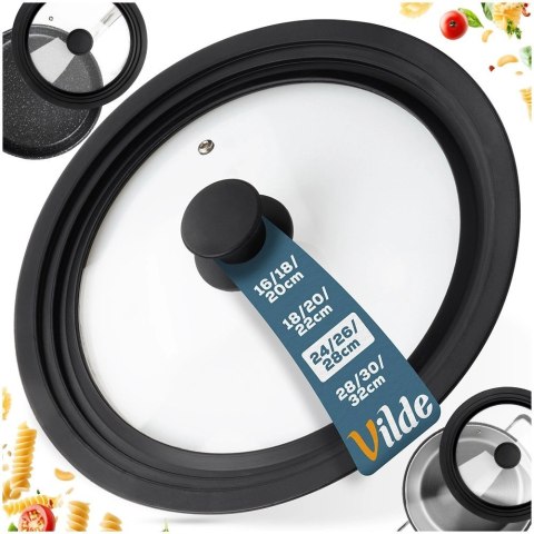 Pokrywka Szklana Uniwersalna Silikon 24 26 28 cm 3W1 VILDE Zmywarka