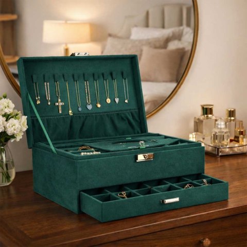 Szkatułka kuferek na biżuterię organizer zielony Kik Sp. z o. o. Sp. k.