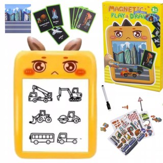 Tablica magnetyczna do rysowania dla dzieci układanka auta pojazdy pisak Luxma