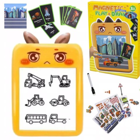 Tablica magnetyczna do rysowania dla dzieci układanka auta pojazdy pisak Luxma