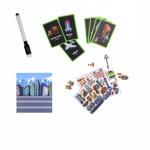 Tablica magnetyczna do rysowania dla dzieci układanka auta pojazdy pisak Luxma