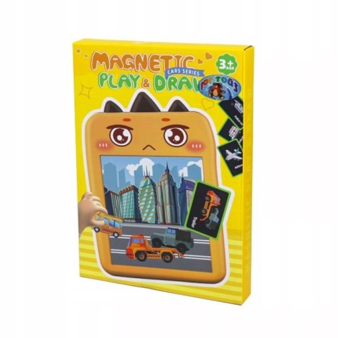 Tablica magnetyczna do rysowania dla dzieci układanka auta pojazdy pisak Luxma