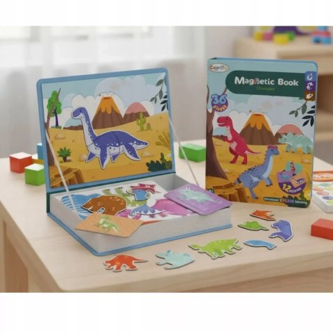 Układanka magnetyczna Montessori dinozaury puzzle magnetyczne dla dzieci Luxma