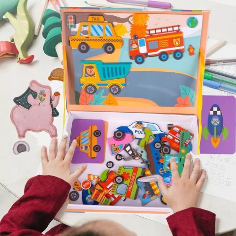 Układanka magnetyczna Montessori dla dzieci środki transportu puzzle Luxma