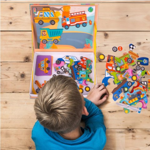 Układanka magnetyczna Montessori dla dzieci środki transportu puzzle Luxma