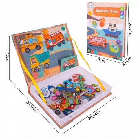 Układanka magnetyczna Montessori dla dzieci środki transportu puzzle Luxma