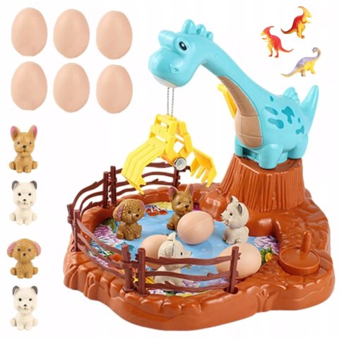 Zabawka zręcznościowa obrotowa dinozaur z jajkami gra dla dzieci manualna Luxma