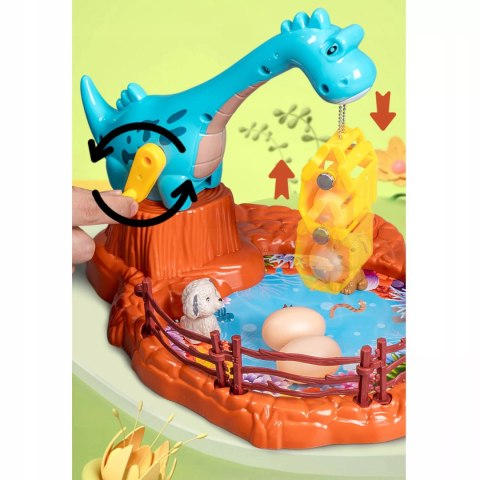 Zabawka zręcznościowa obrotowa dinozaur z jajkami gra dla dzieci manualna Luxma