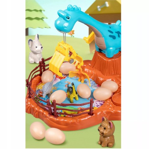 Zabawka zręcznościowa obrotowa dinozaur z jajkami gra dla dzieci manualna Luxma