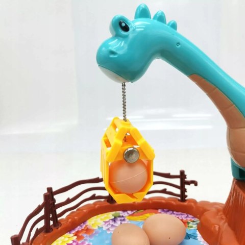 Zabawka zręcznościowa obrotowa dinozaur z jajkami gra dla dzieci manualna Luxma