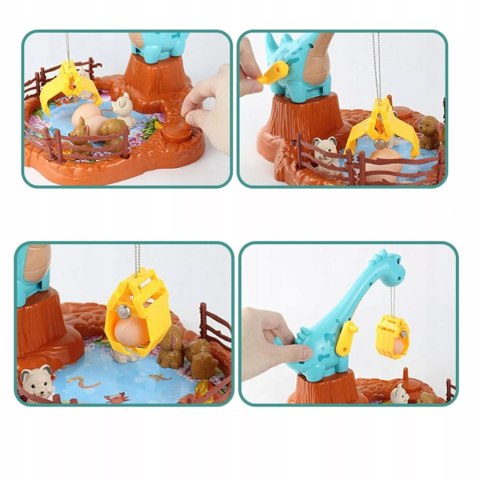 Zabawka zręcznościowa obrotowa dinozaur z jajkami gra dla dzieci manualna Luxma