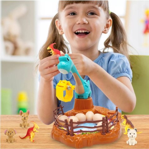 Zabawka zręcznościowa obrotowa dinozaur z jajkami gra dla dzieci manualna Luxma