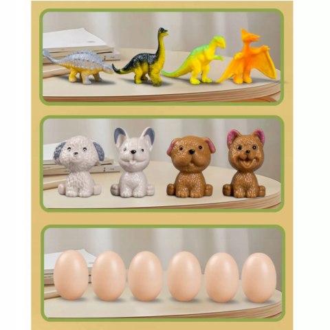 Zabawka zręcznościowa obrotowa dinozaur z jajkami gra dla dzieci manualna Luxma