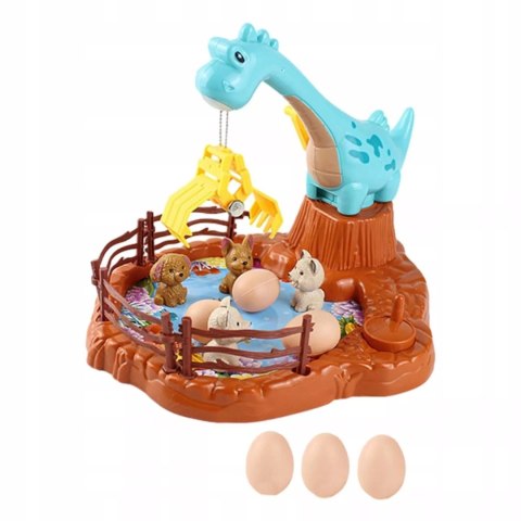Zabawka zręcznościowa obrotowa dinozaur z jajkami gra dla dzieci manualna Luxma