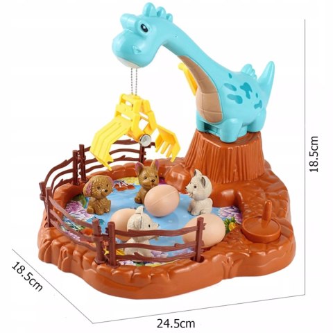 Zabawka zręcznościowa obrotowa dinozaur z jajkami gra dla dzieci manualna Luxma