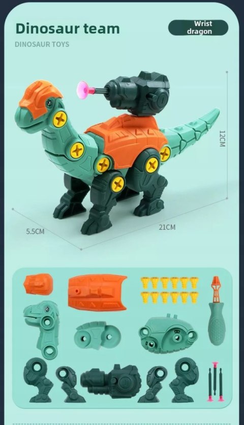Zestaw Klocków konstrukcyjnych dla Dzieci Dinozaury Wyrzutnie Śrubokręty Luxma