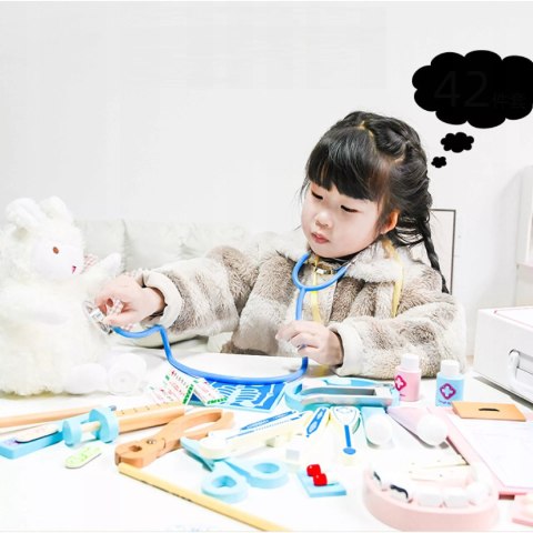 Zestaw Lekarski Mały Doktor XXL Apteczka Dentysta 3+ drewniane elementy Luxma